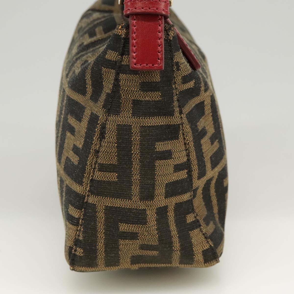 FENDI Zucca Canvas Hand Bag Brown Black goldyk15970