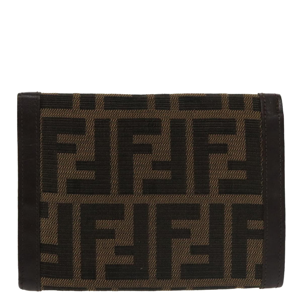 FENDI Zucca Canvas Wallet Black Brownyk16013