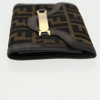 FENDI Zucca Canvas Wallet Black Brownyk16013