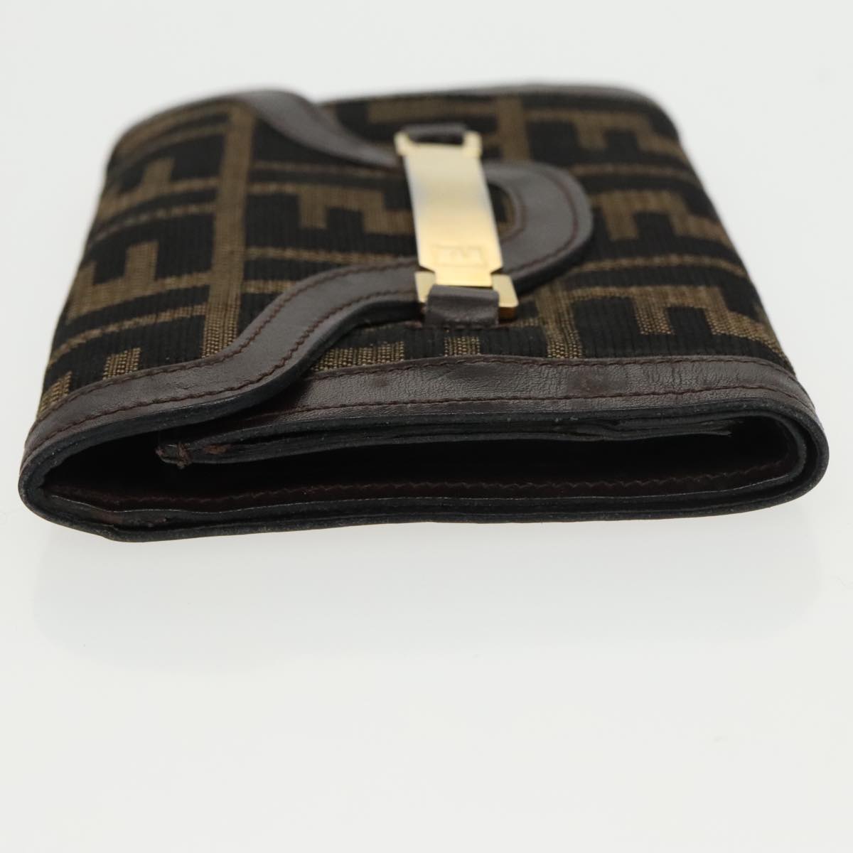 FENDI Zucca Canvas Wallet Black Brownyk16013