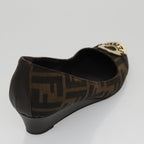 FENDI Zucca Canvas Pumps 37 pumps Brown Black Goldyk16020