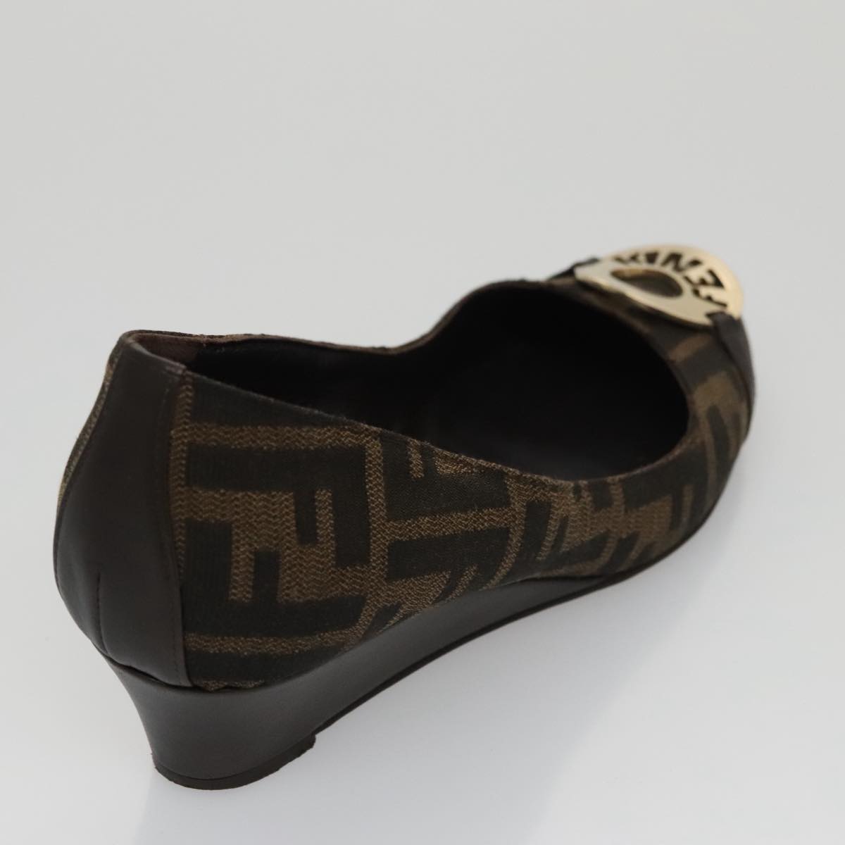 FENDI Zucca Canvas Pumps 37 pumps Brown Black Goldyk16020
