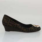FENDI Zucca Canvas Pumps 37 pumps Brown Black Goldyk16020