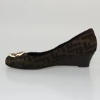 FENDI Zucca Canvas Pumps 37 pumps Brown Black Goldyk16020