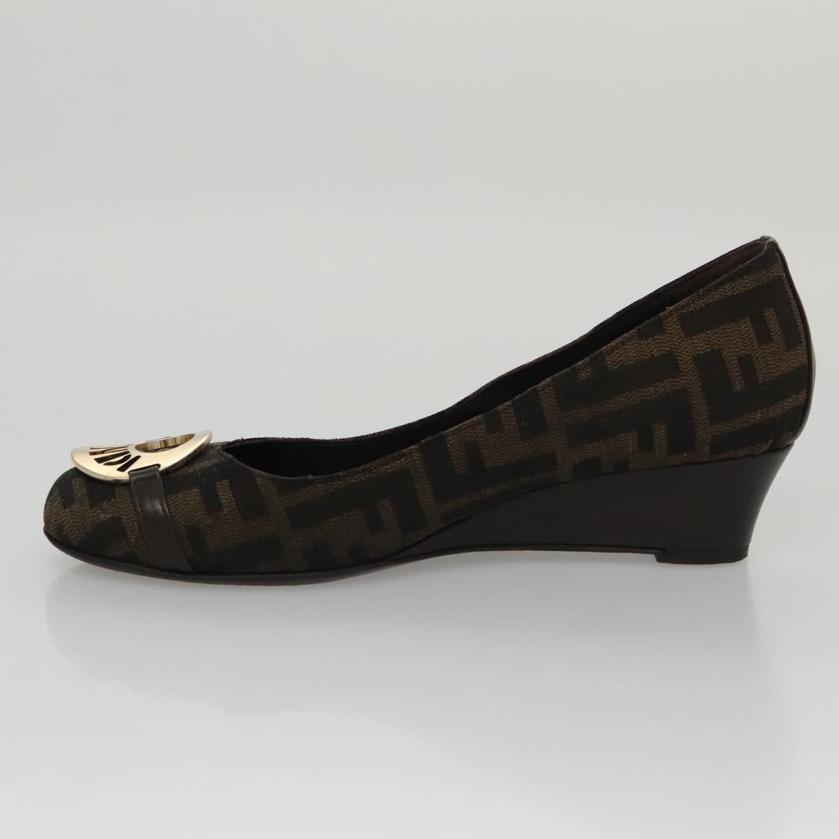 FENDI Zucca Canvas Pumps 37 pumps Brown Black Goldyk16020
