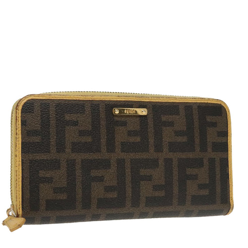 FENDI Zucca Canvas Long Wallet Black Brownyk16051