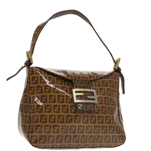 FENDI Zucchino Canvas Mamma Baguette Shoulder Bag Enamel Beigeyk16064