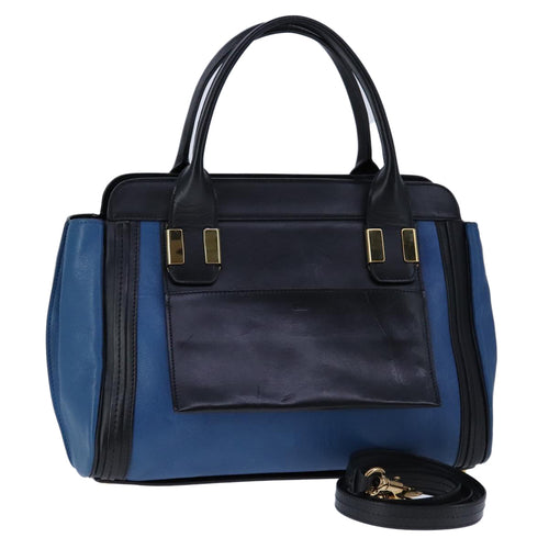 Chloe Alice Hand Bag Leather 2way Blue Black yk16348