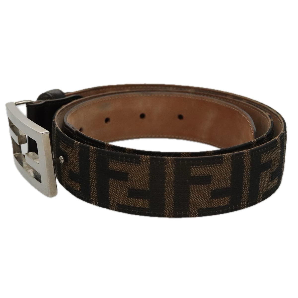 FENDI Zucca Canvas Belt 32.3""-36.2"" Brownyk16363