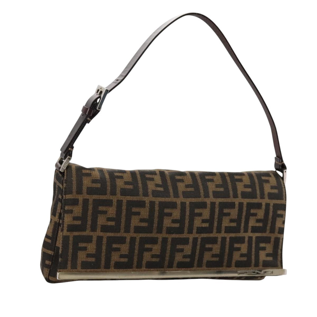 FENDI Zucca Canvas Hand Bag Brown Blackyk16512