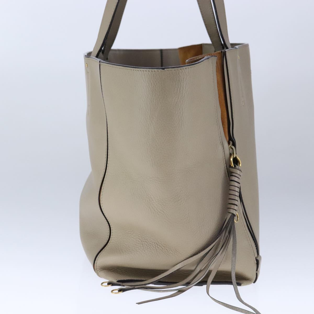Chloe Milo Tote Bag Leather Beige Gold yk16532