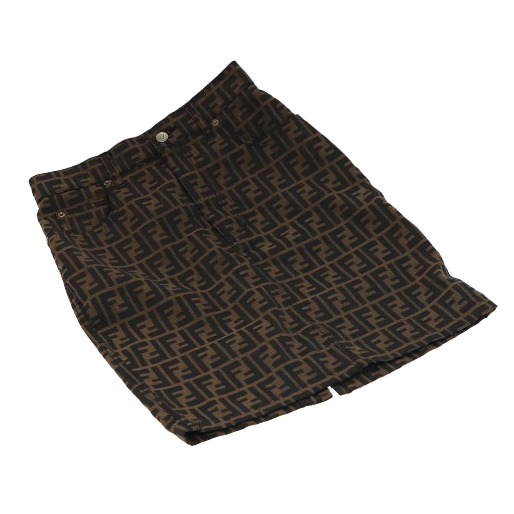 FENDI Zucca Canvas Skirt 38 Black Brownyk16561