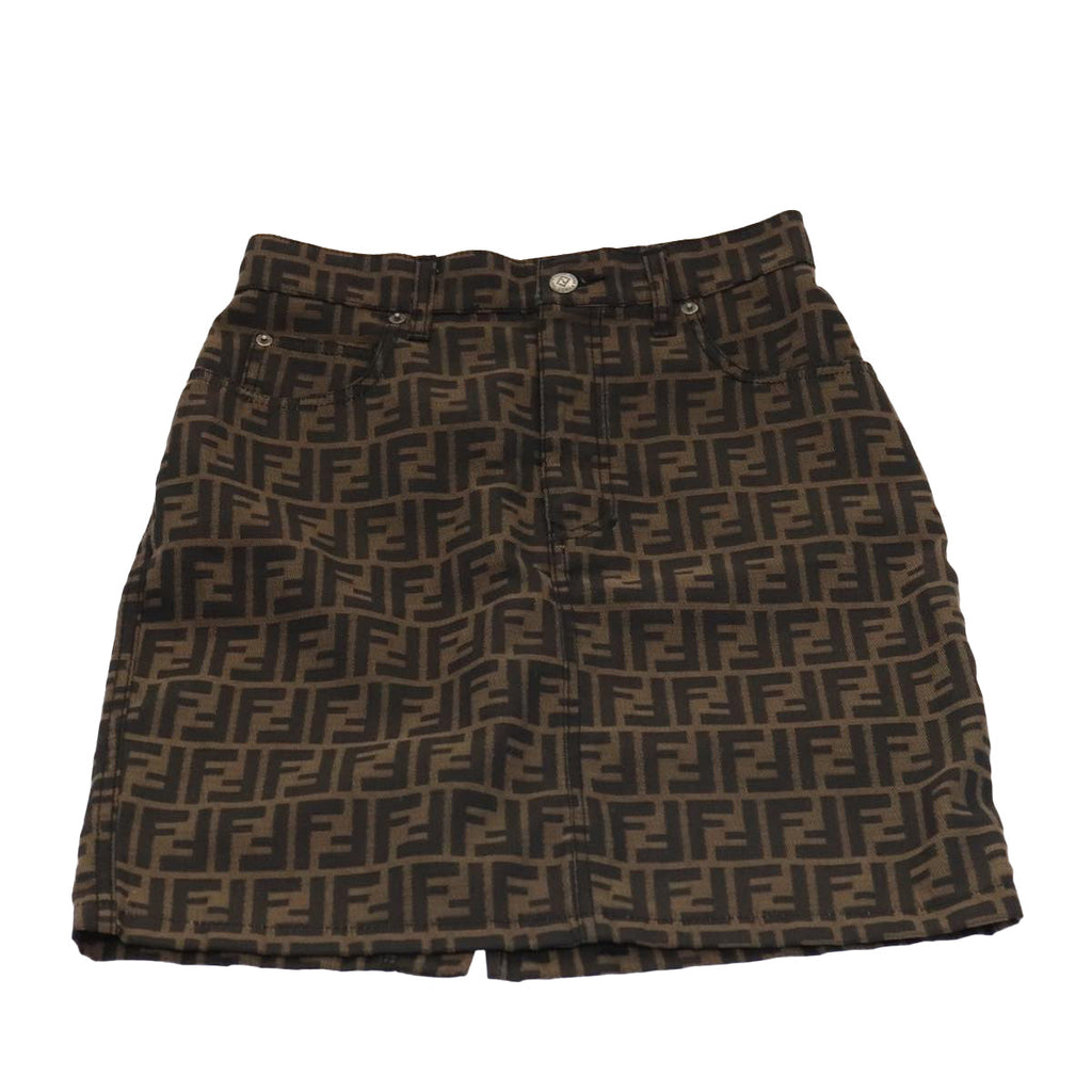 FENDI Zucca Canvas Skirt 38 Black Brownyk16561