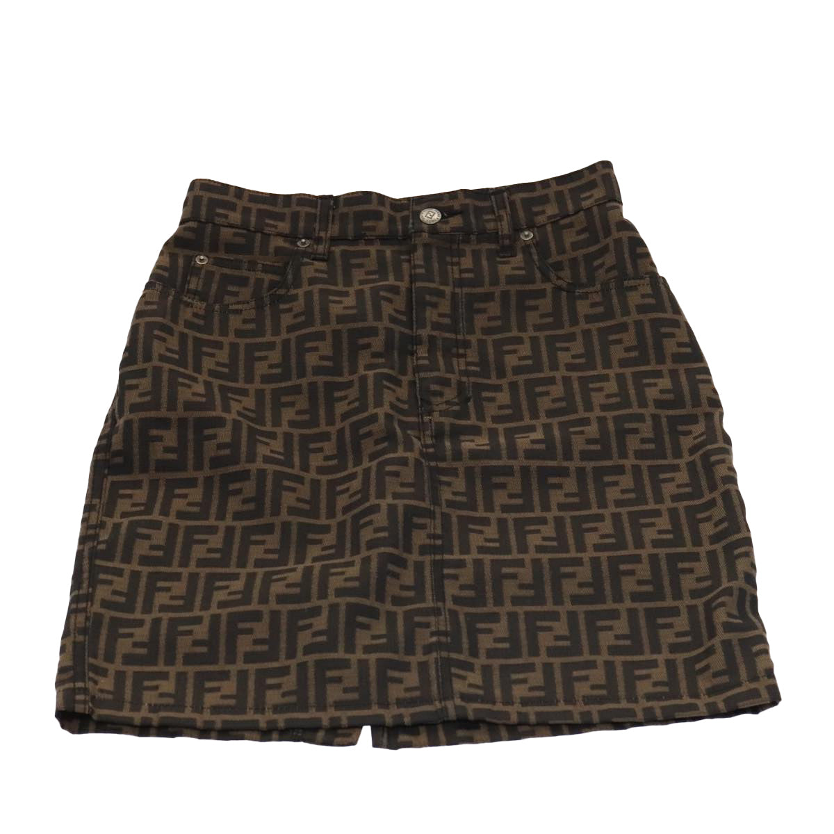 FENDI Zucca Canvas Skirt 38 Black Brownyk16561