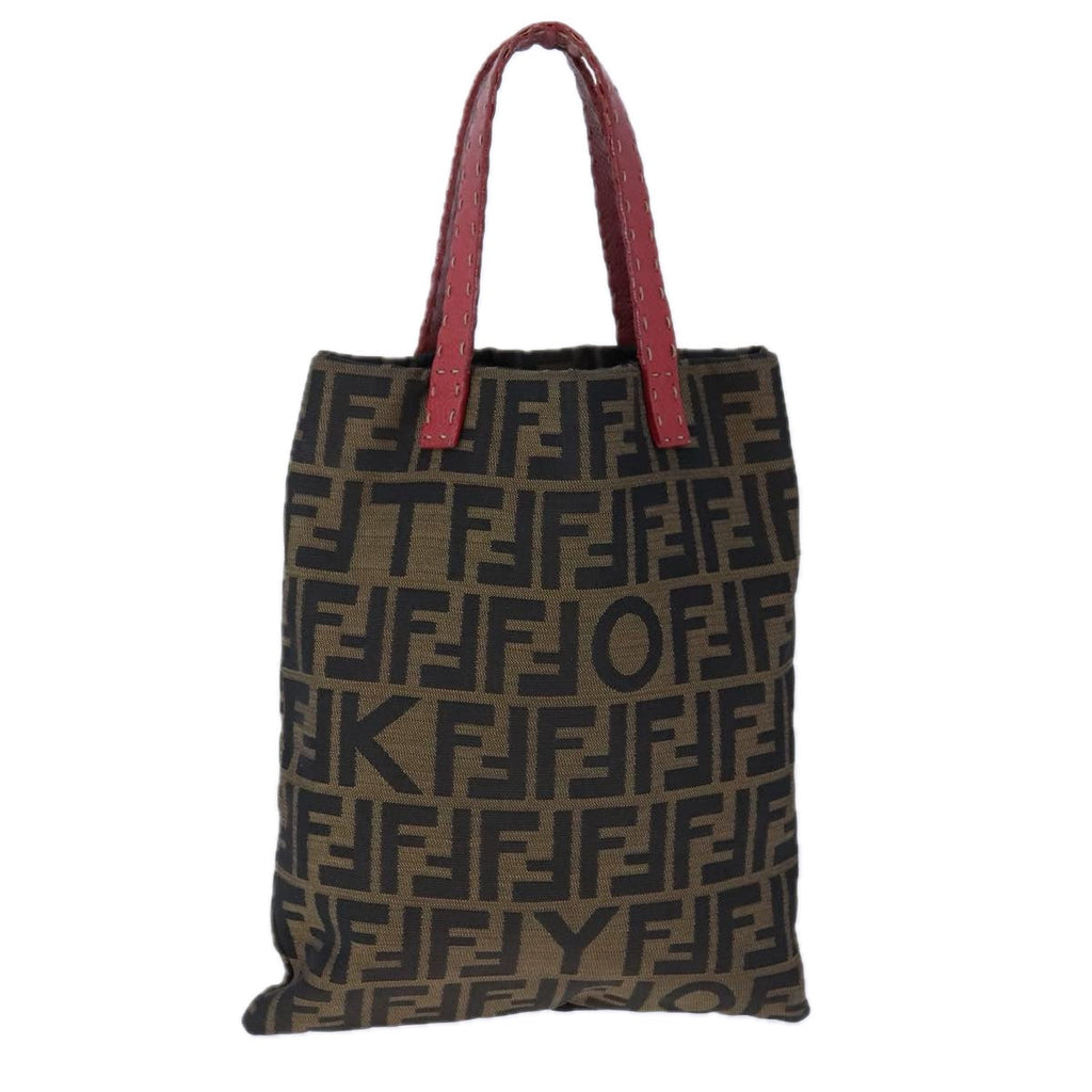 FENDI Zucca Canvas Mamma Baguette Tote Bag Brown Black Redyk16632