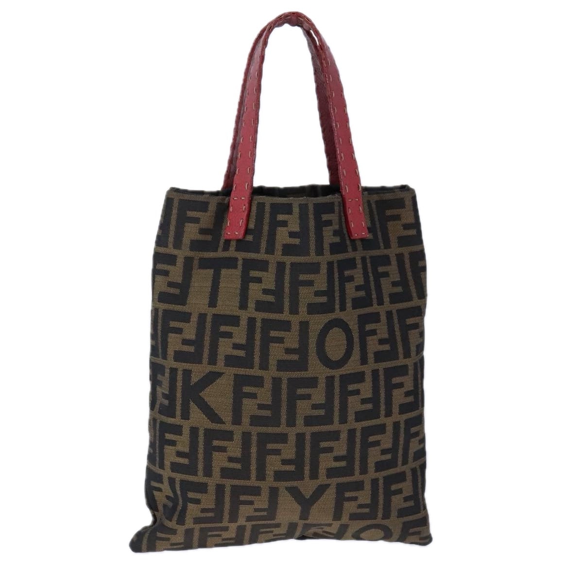 FENDI Zucca Canvas Mamma Baguette Tote Bag Brown Black Redyk16632