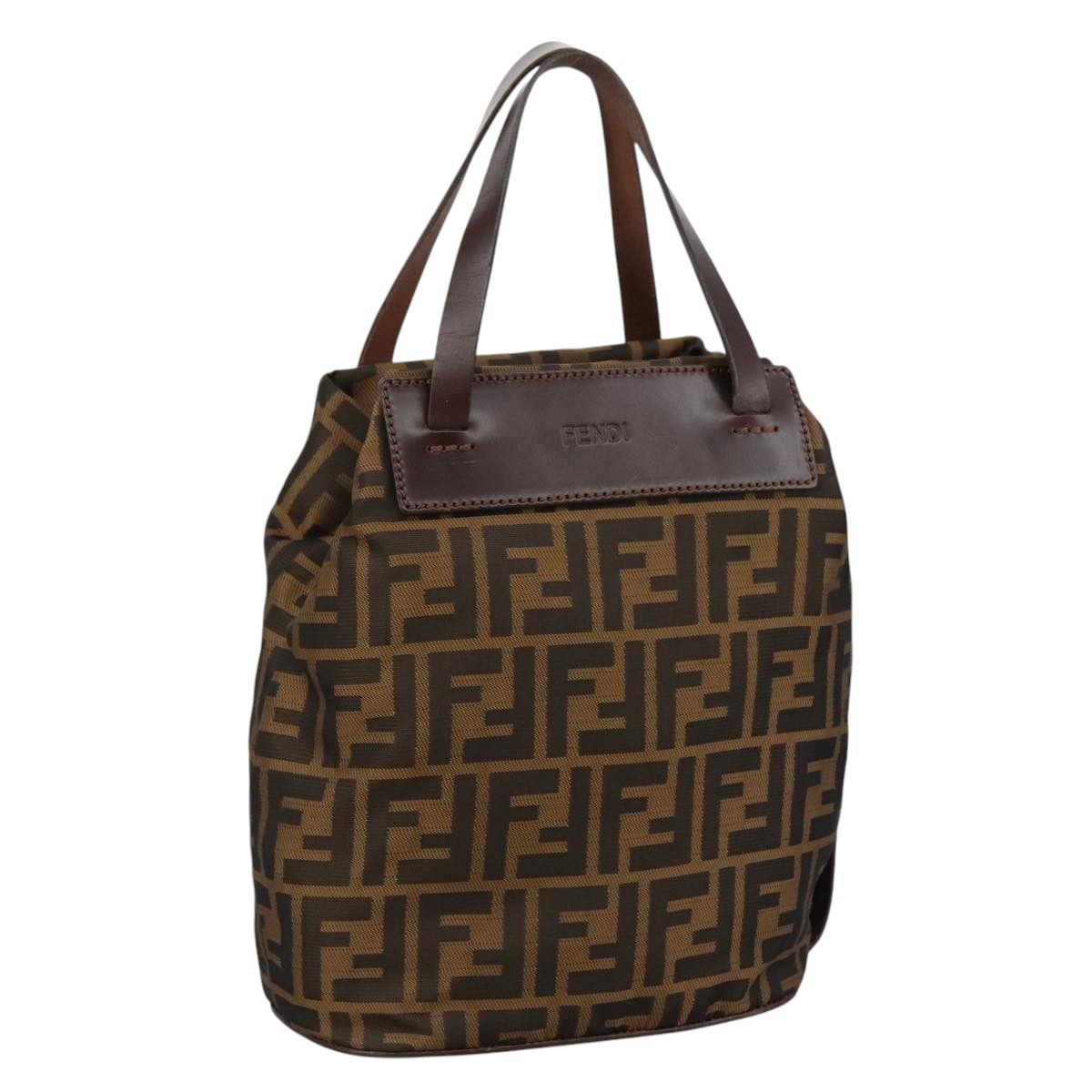 FENDI Zucca Canvas Hand Bag Brown Blackyk16714