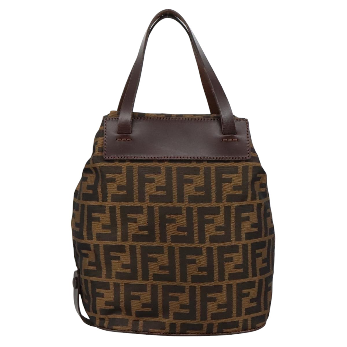 FENDI Zucca Canvas Hand Bag Brown Blackyk16714