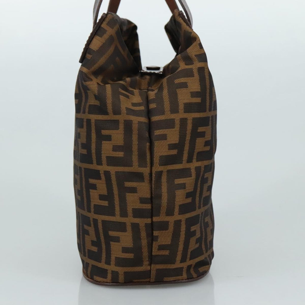 FENDI Zucca Canvas Hand Bag Brown Blackyk16714