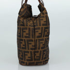 FENDI Zucca Canvas Hand Bag Brown Blackyk16714