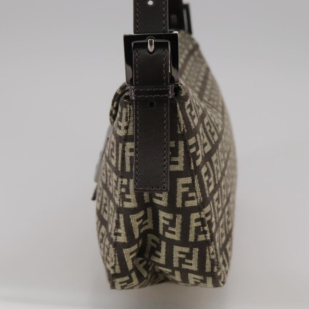 FENDI Zucchino Canvas Mamma Baguette Shoulder Bag Brownyk16842A