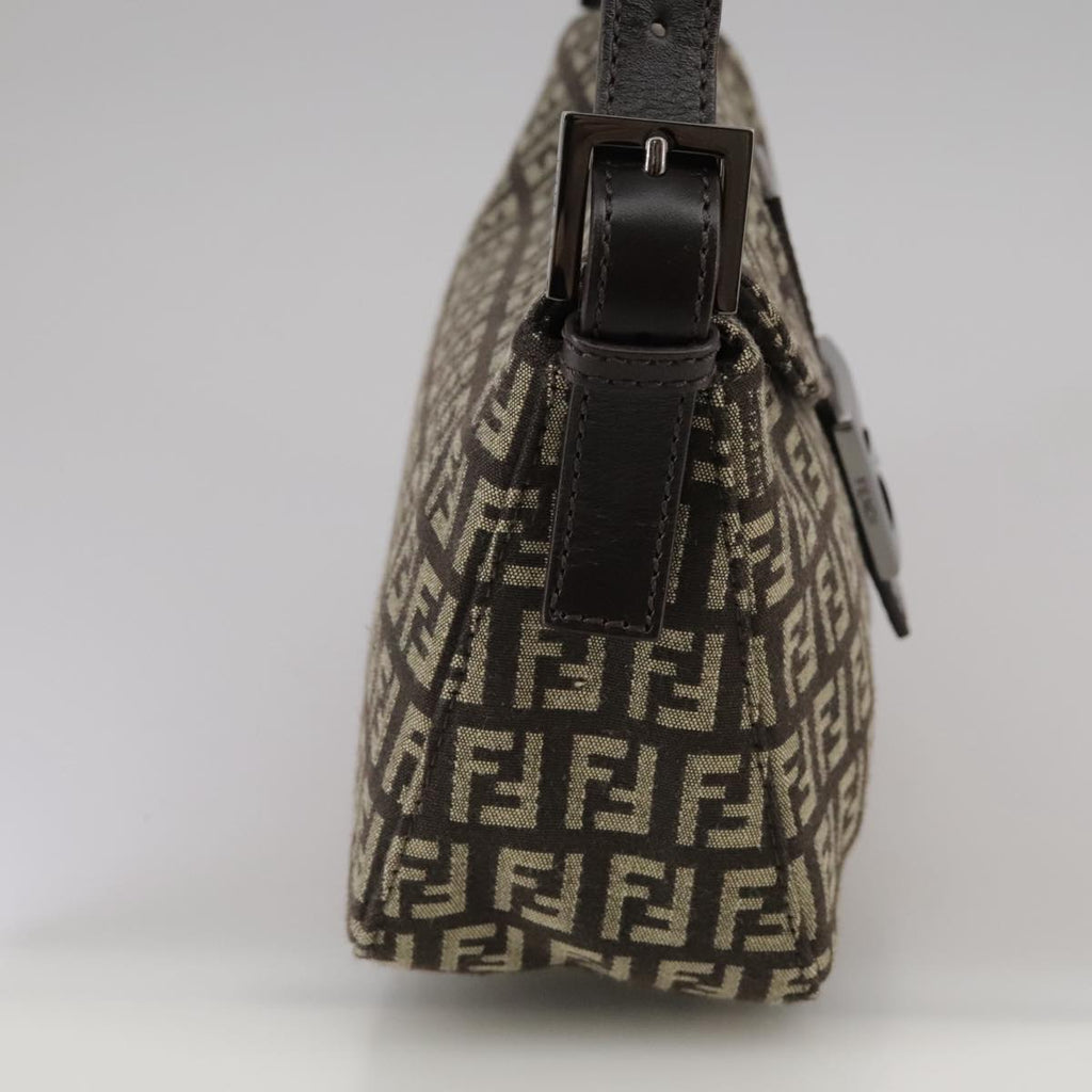 FENDI Zucchino Canvas Mamma Baguette Shoulder Bag Brownyk16842A