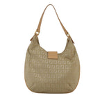 FENDI Zucchino Canvas Shoulder Bag Beigeyk16869