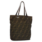 FENDI Zucca Canvas Hand Bag Brown Blackyk16907