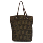 FENDI Zucca Canvas Hand Bag Brown Blackyk16907