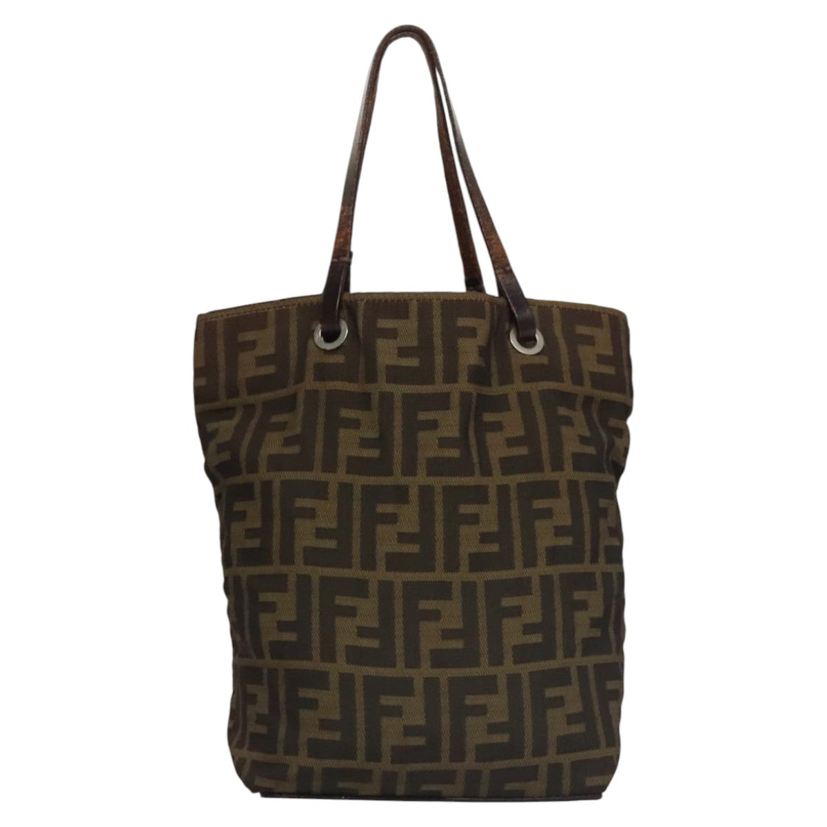 FENDI Zucca Canvas Hand Bag Brown Blackyk16907