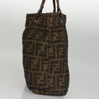 FENDI Zucca Canvas Hand Bag Brown Blackyk16907