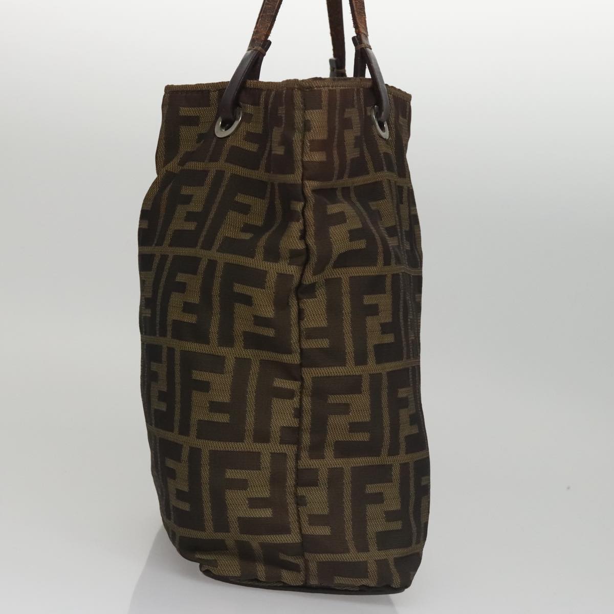 FENDI Zucca Canvas Hand Bag Brown Blackyk16907