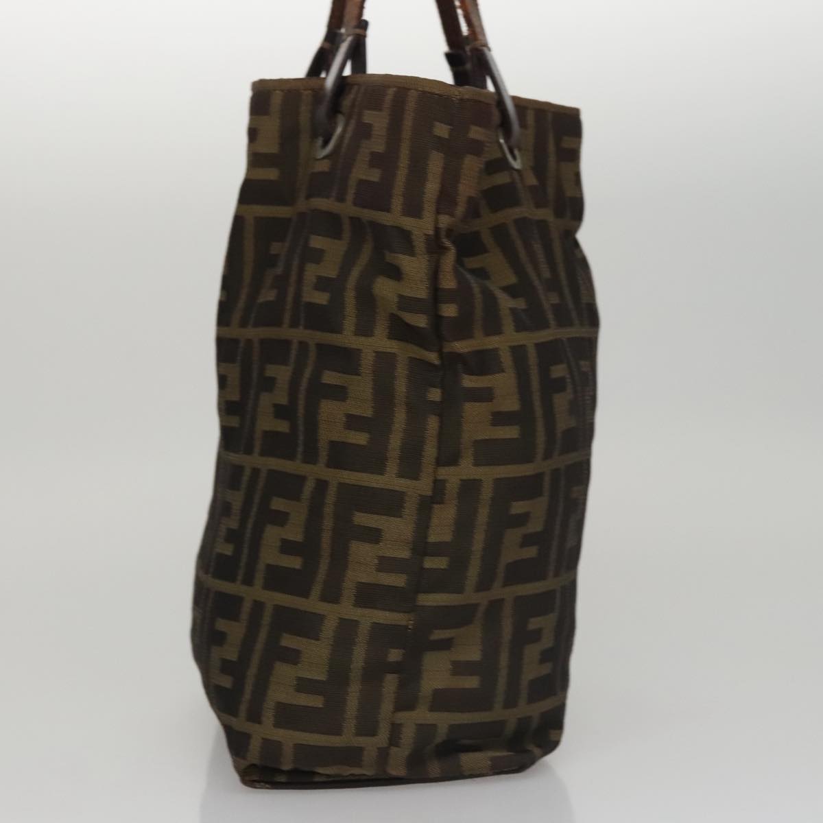 FENDI Zucca Canvas Hand Bag Brown Blackyk16907