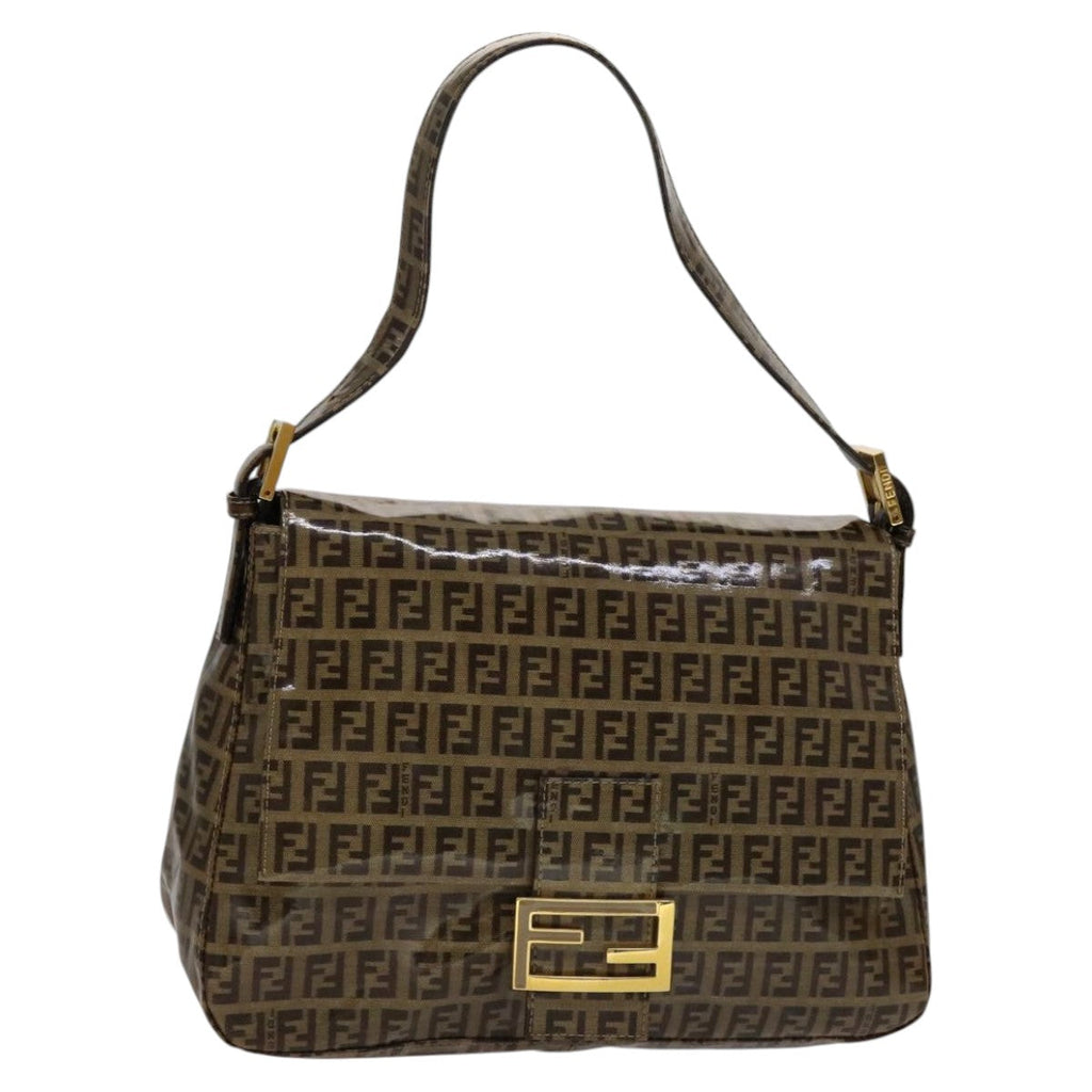 FENDI Zucchino Canvas Mamma Baguette Shoulder Bag Beigeyk17049A