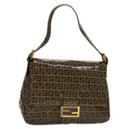 FENDI Zucchino Canvas Mamma Baguette Shoulder Bag Beigeyk17049A