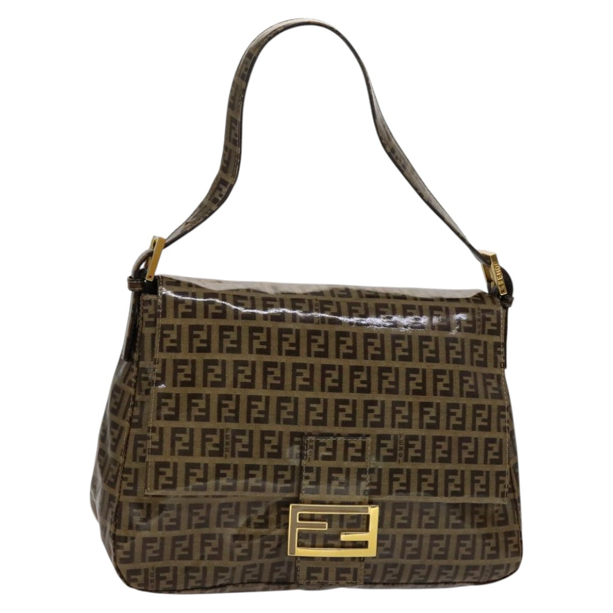 FENDI Zucchino Canvas Mamma Baguette Shoulder Bag Beigeyk17049A
