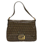 FENDI Zucchino Canvas Mamma Baguette Shoulder Bag Beigeyk17049A
