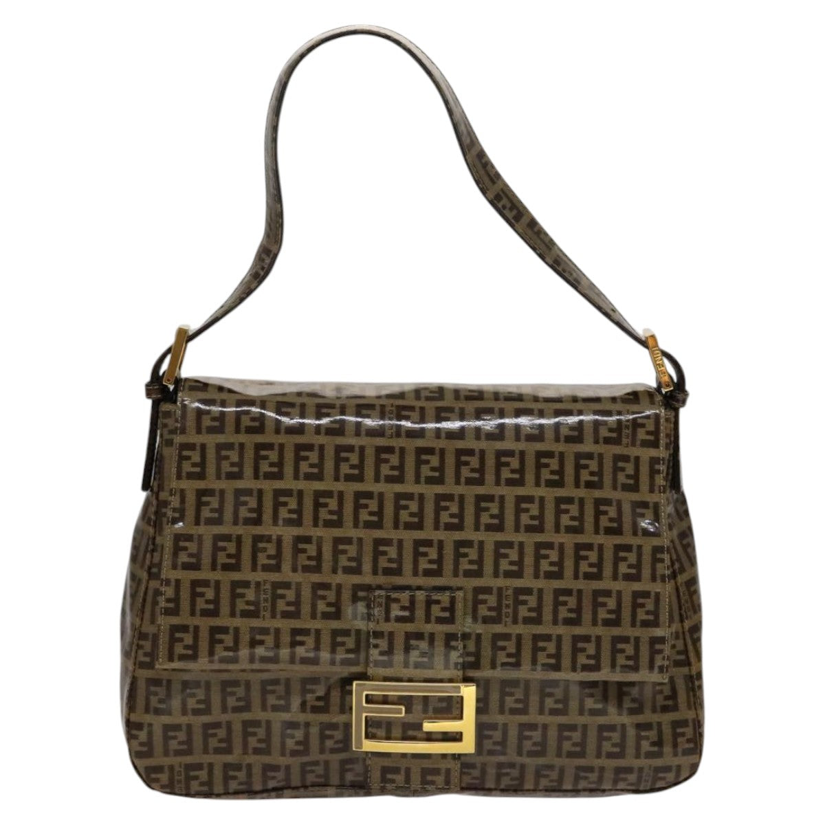 FENDI Zucchino Canvas Mamma Baguette Shoulder Bag Beigeyk17049A