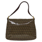 FENDI Zucchino Canvas Mamma Baguette Shoulder Bag Beigeyk17049A