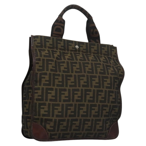 FENDI Zucca Canvas Tote Bag Brown Blackyk17054