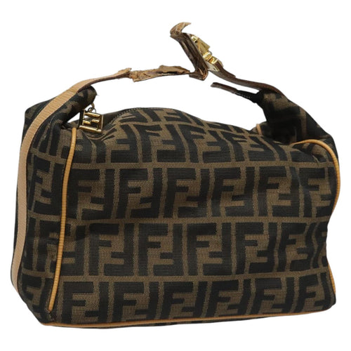 FENDI Zucca Canvas Hand Bag Brown Blackyk17059