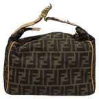 FENDI Zucca Canvas Hand Bag Brown Blackyk17059
