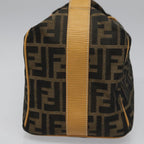 FENDI Zucca Canvas Hand Bag Brown Blackyk17059