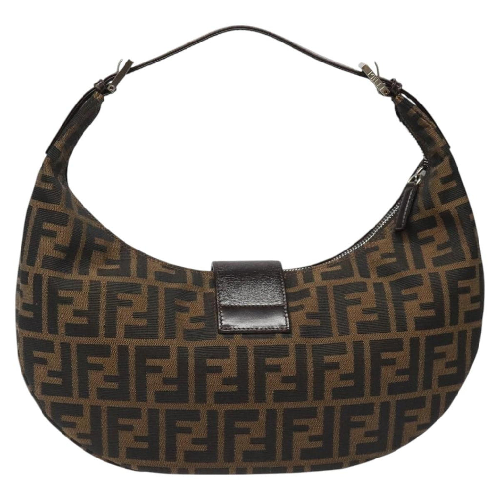 FENDI Zucca Canvas Croissant Shoulder Bag Black Brownyk17081A