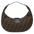 FENDI Zucca Canvas Croissant Shoulder Bag Black Brownyk17081A