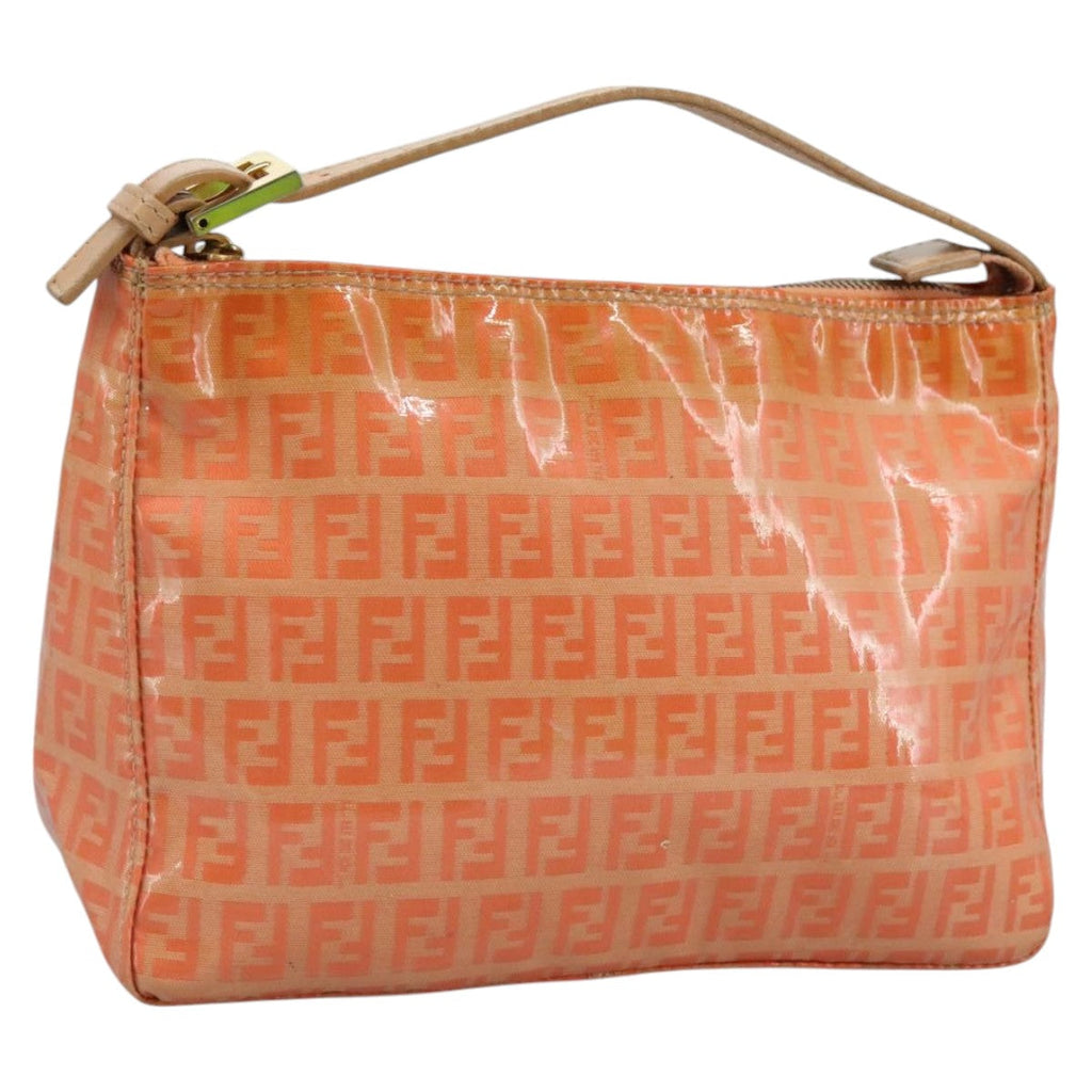 FENDI Zucchino Canvas Hand Bag Enamel Orange Goldyk17094