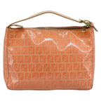 FENDI Zucchino Canvas Hand Bag Enamel Orange Goldyk17094