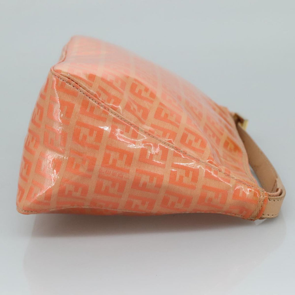 FENDI Zucchino Canvas Hand Bag Enamel Orange Goldyk17094
