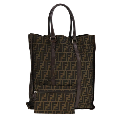 FENDI Zucca Canvas Tote Bag Brown Blackyk17127