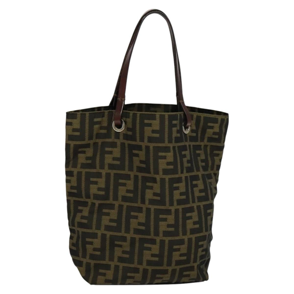 FENDI Zucca Canvas Hand Bag Brown Blackyk17350